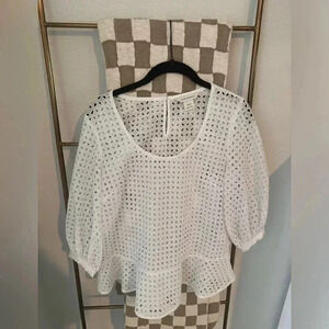 CLUB MONACO EYELET WHITE‎ TOP size XS